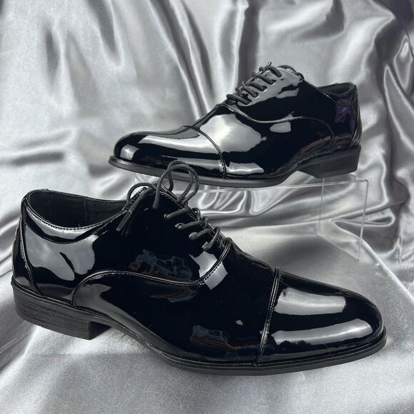 Stacy Adams Mens 9 Wide Gala Tuxedo Shoes Black Patent Leather 24998-004 Wedding - Picture 3 of 17